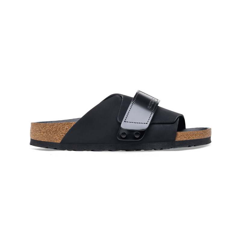 BIRKENSTOCK KYOTO BLACK NUBUCK LEATHER/HIGH SHINE LEATHER