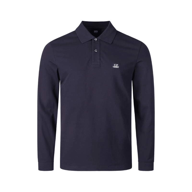 C.P. COMPANY STRETCH PIQUET LONGSLEEVE POLO TOTAL ECLIPSE
