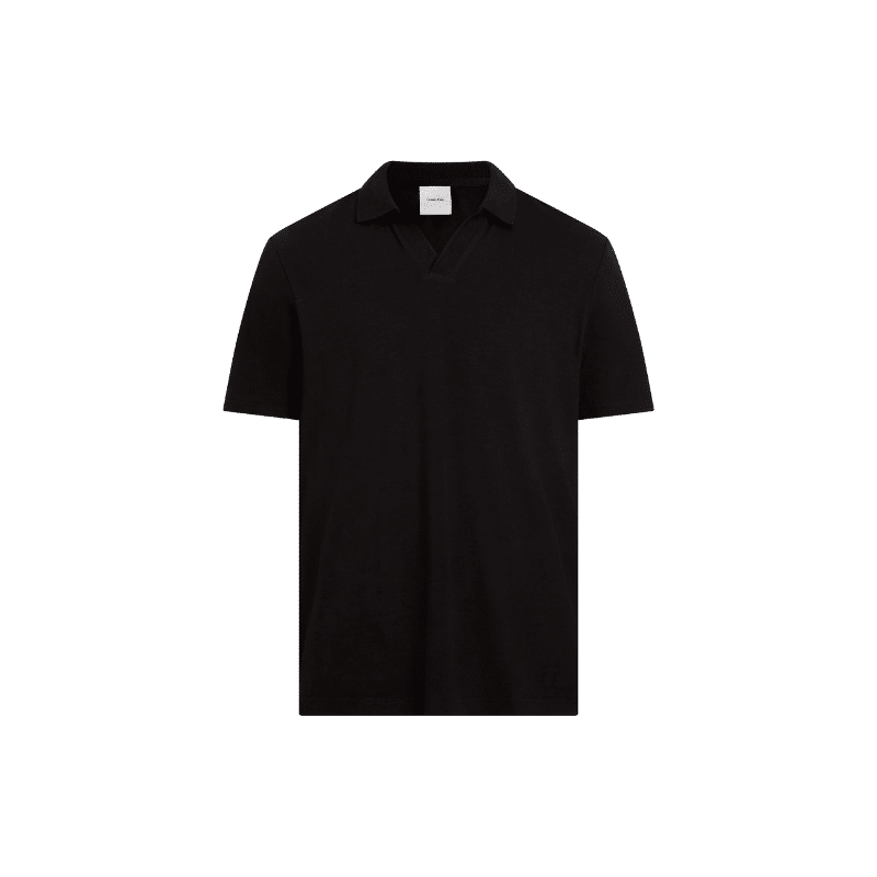 CALVIN KLEIN LINEN COTTON CUBAN COLLAR POLO BLACK