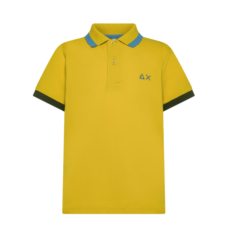 SUN 68 POLO BAMBINO BIG STRIPES ON COLLAR S/S