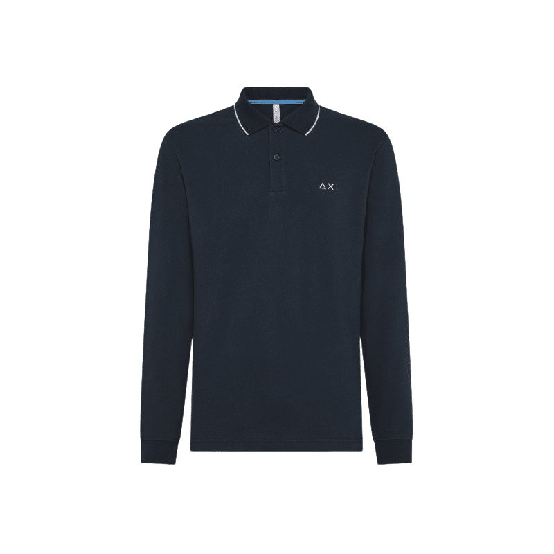 SUN 68 POLO UOMO SMALL STRIPES ON COLLAR L/S