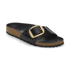 birkenstock Madrid Big Buckle shine black, Natural Leather - Calz. Stretta