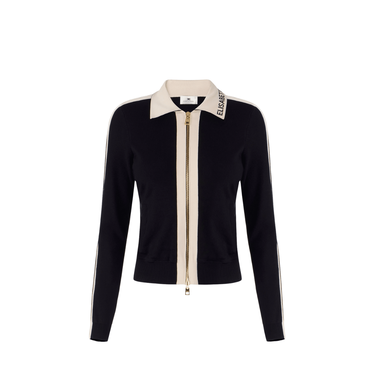 ELISABETTA FRANCHI Giacca in maglia con bande in viscosa lucida MK66S61E2