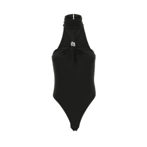 ELISABETTA FRANCHI Body in jersey crêpe con dettaglio gioiello BO01761E2