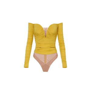 ELISABETTA FRANCHI Body in jersey crêpe leggero con drappeggi BO01561E2
