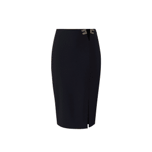 ELISABETTA FRANCHI Gonna in doppio crêpe stretch con dettagli logo GO14761E2