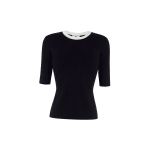 ELISABETTA FRANCHI Top in maglia con bande in viscosa lucida MK67S61E2
