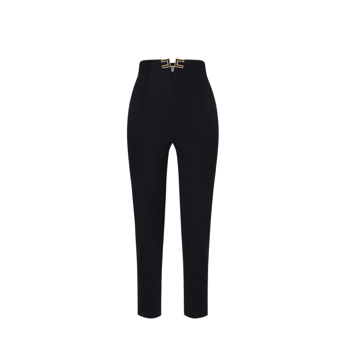 ELISABETTA FRANCHI Pantaloni in doppio cr&ecirc;pe stretch con dettagli logo PA16361E2