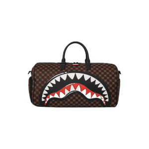 SPRAYGROUND SHARKS IN PARIS WTF BUBBLE BROWN CHECK DUFFLE