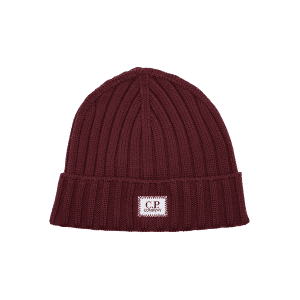 C.P. COMPANY EXTRAFINE MERINO WOOL LOGO BEANIE
